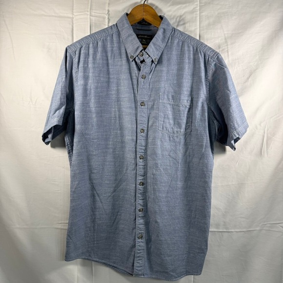 EDDIE BAUER Button Down Shirt Short Sleeve Casual Classic Fit Mens TL - Picture 2 of 5